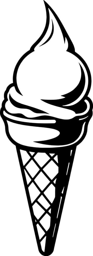 Classic Black And White Ice Cream Cone Illustration vector