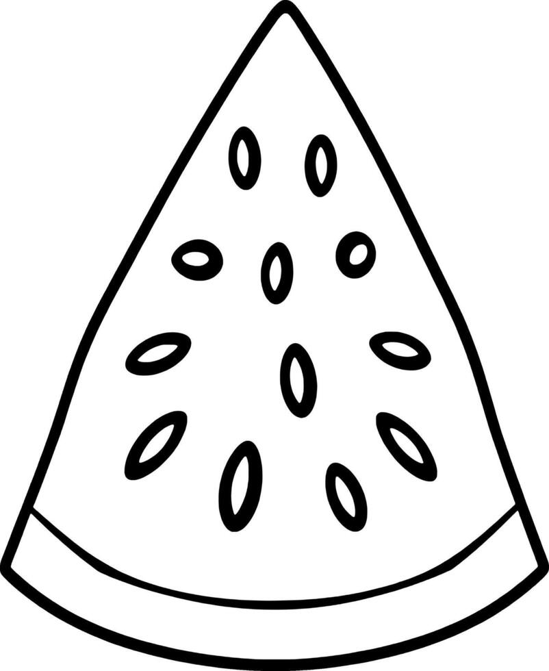 Simple Line Drawing Of A Watermelon Slice Seeds Included vector