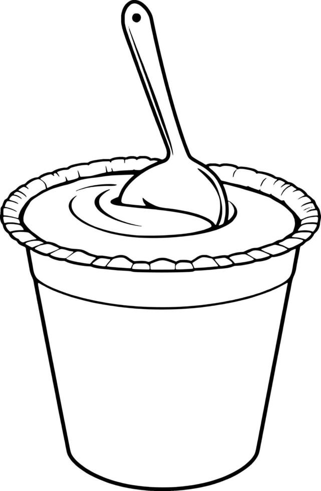 Creamy Yogurt Dessert In Disposable Cup With Spoon vector