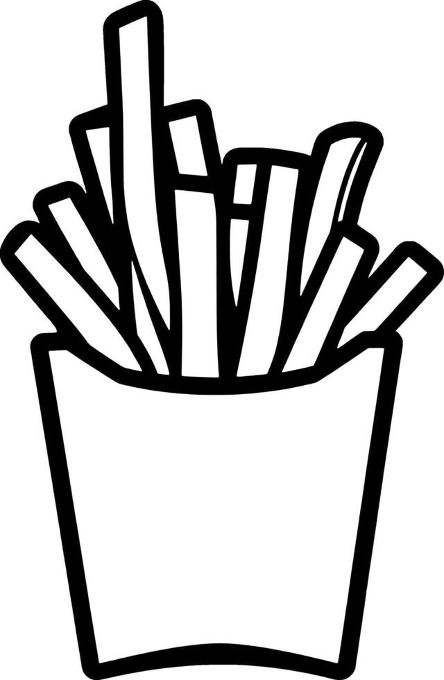 Simple Line Drawing Of French Fries In A Carton vector