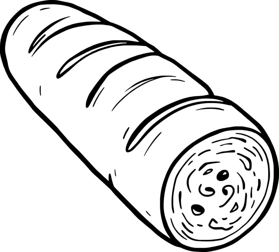 Hand-Drawn Illustration Of A Crusty Bread Roll vector