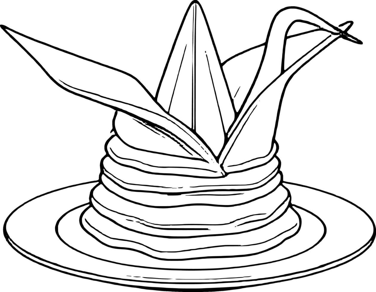 Elegant Napkin Origami Design On Plate Decorative Table Setting For Formal Dining Occasion vector