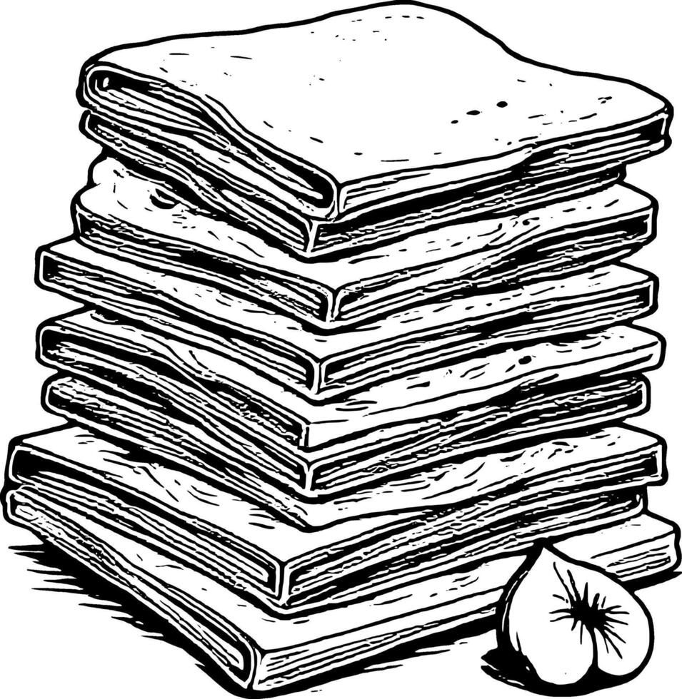 Stack Of Flatbreads With Toppings And A Fig Isolated On A Illustration vector