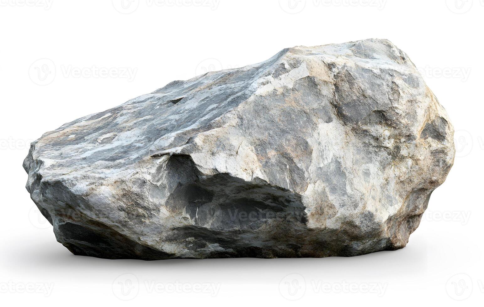 A large grey boulder isolated on white background photo