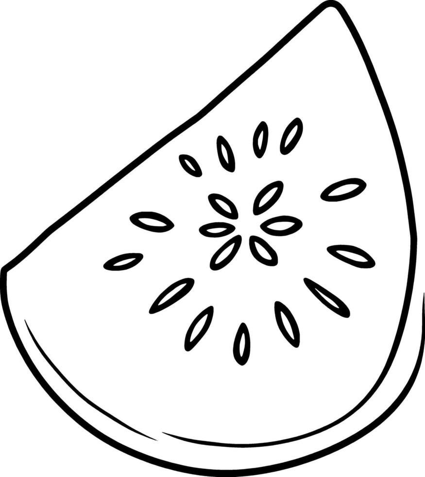 Simple Line Drawing Of A Watermelon Slice Seeds Visible vector