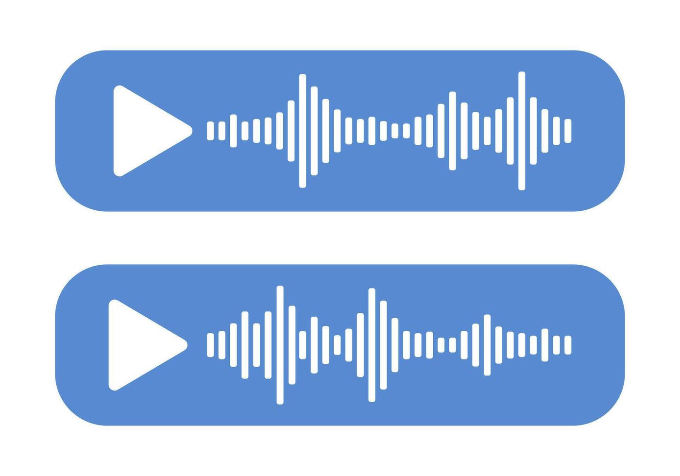 Audio record, podcast sound wave line, voice message interface design with play button. Equalizer icon. vector