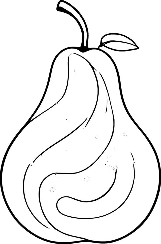 Stylized Yellow Pear Illustration With Black Outline And Water Droplets On White vector