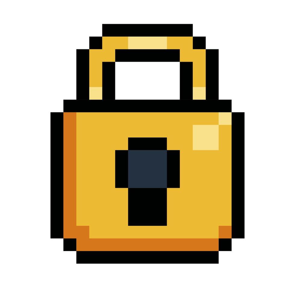 Pixel Art Lock Icon Data Security and Privacy vector