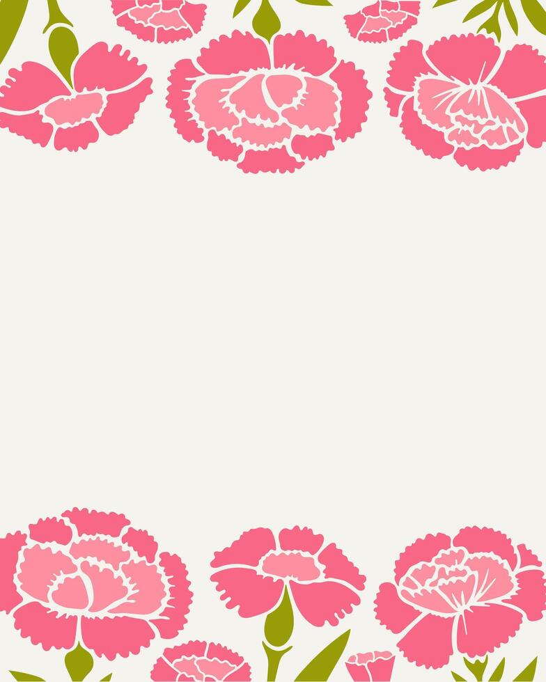 Modern banner, poster, label, template or cover with pink carnations frame and copy space vector