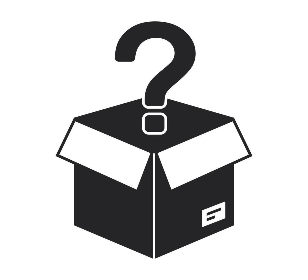 black icon box question mark. what in the box vector