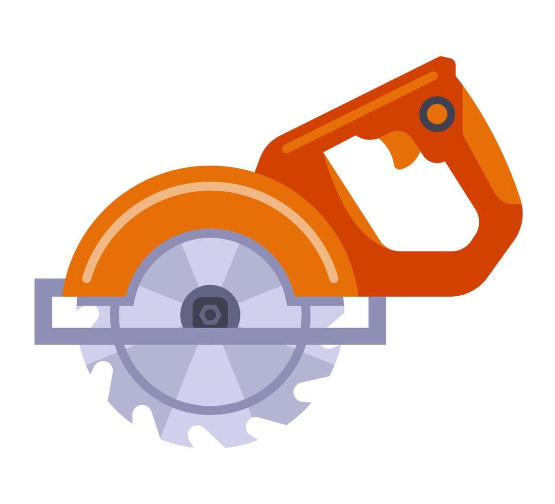 Flat icon of circular saw with steel disc. vector