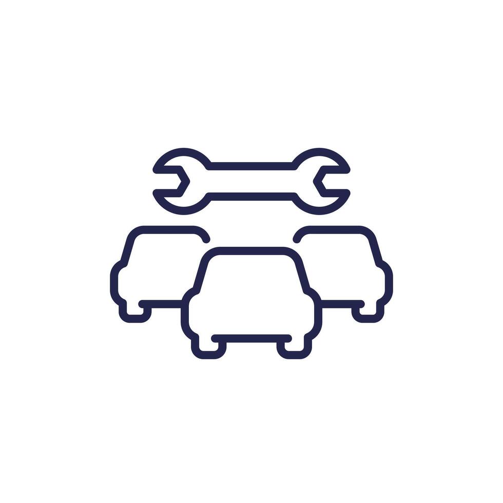 car fleet repair icon on white, line vector