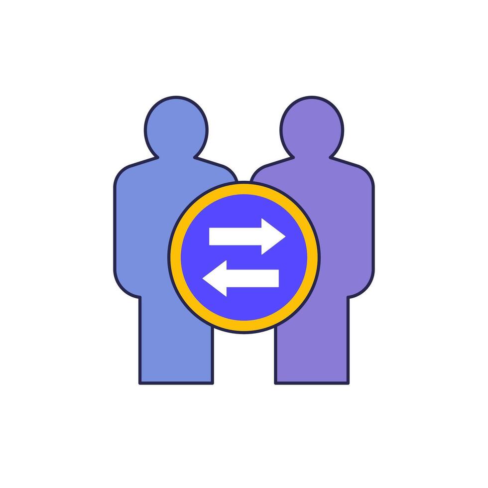 interpersonal relationship icon with outline on white vector