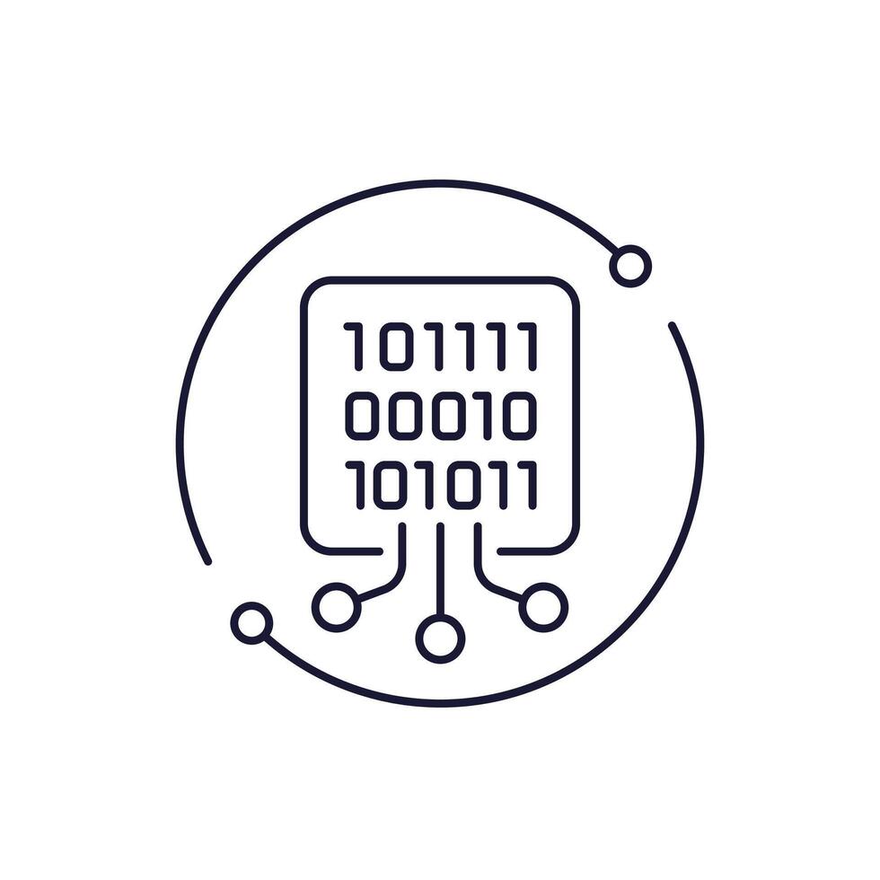 Compile code icon in line style on white vector