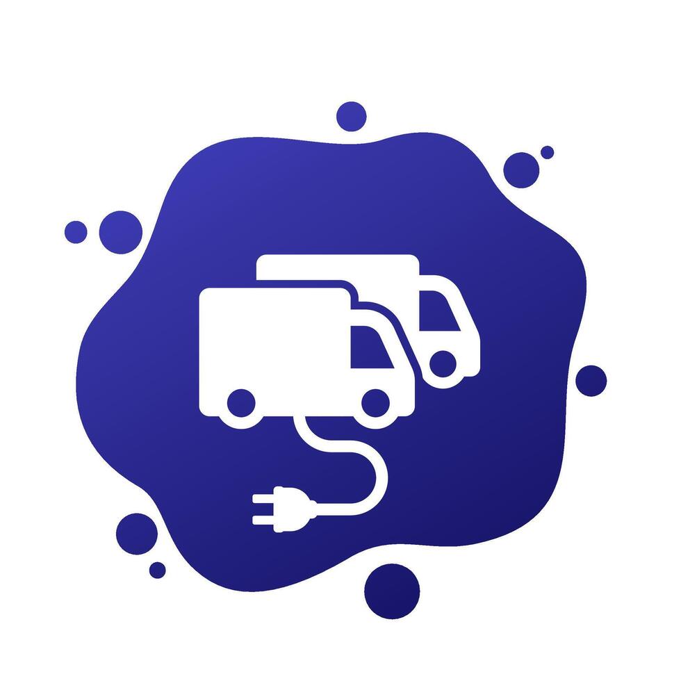 electric fleet icon with trucks, vector