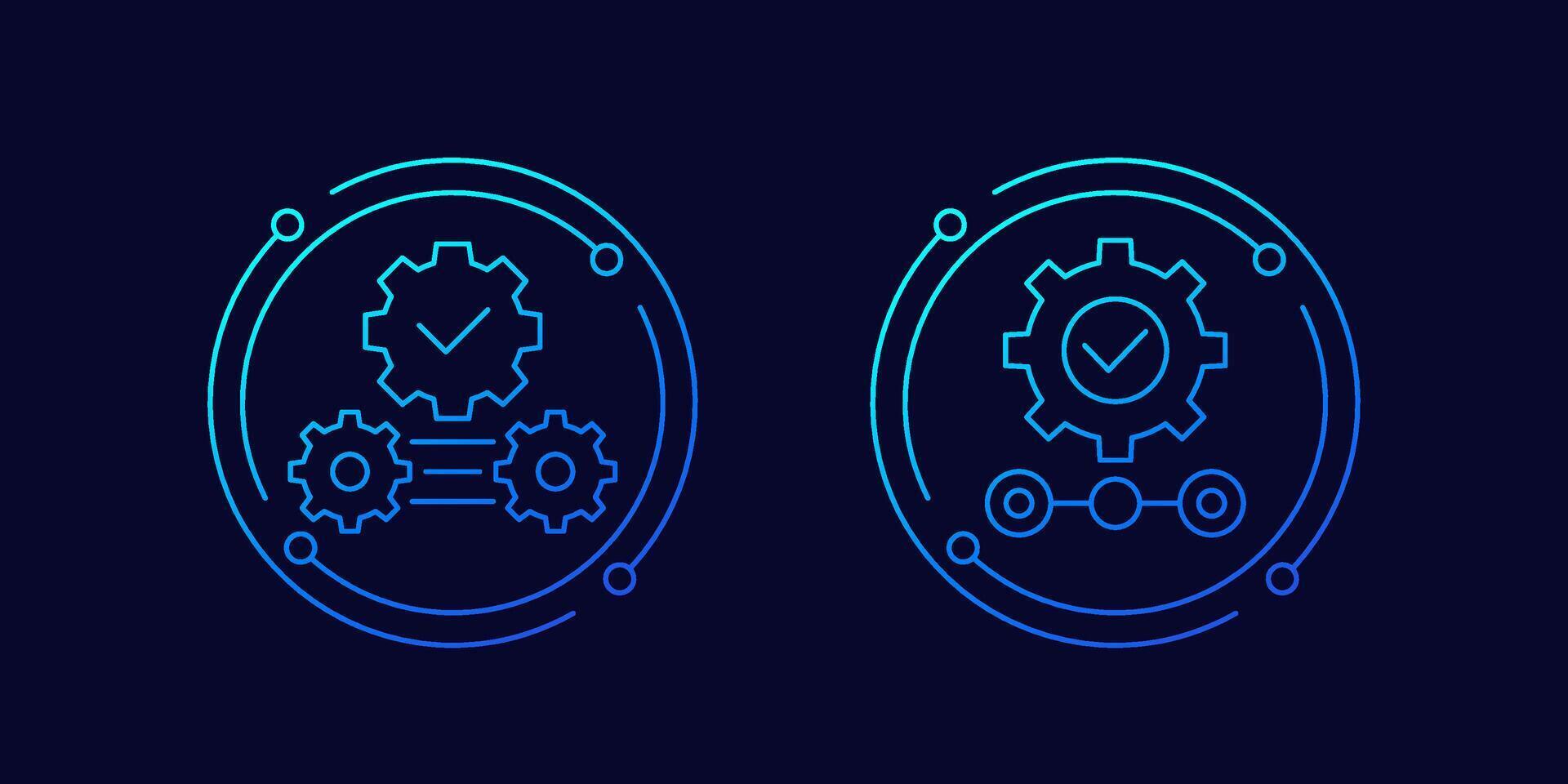 production and quality control icons, linear design vector