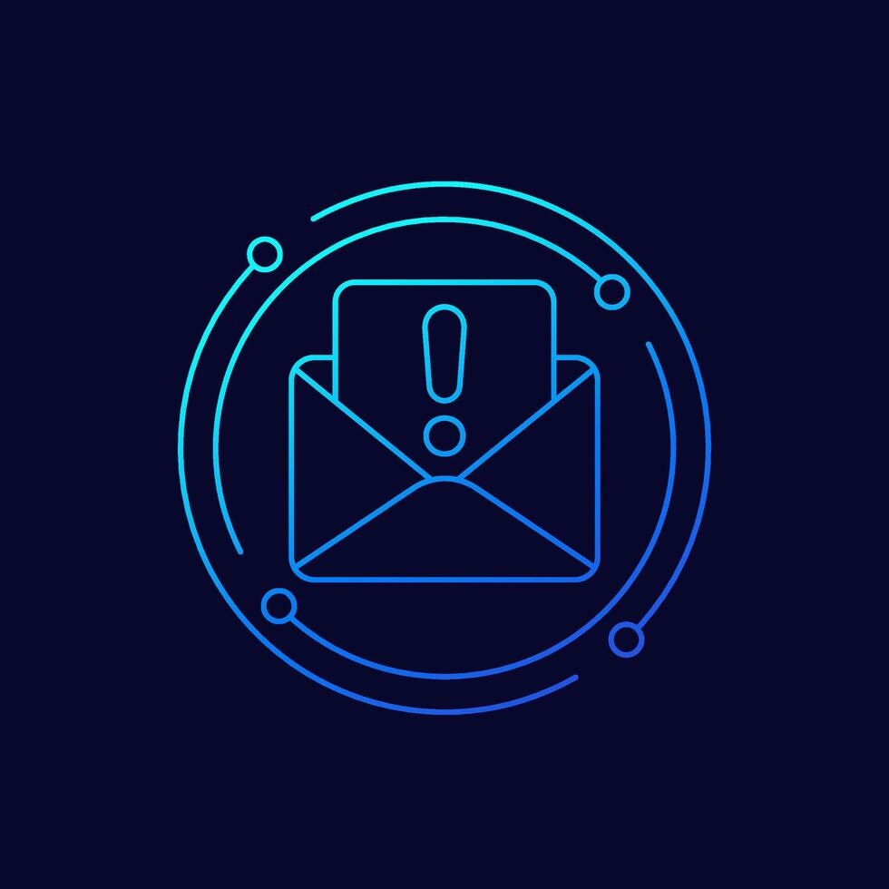 spam icon with an email, linear design vector