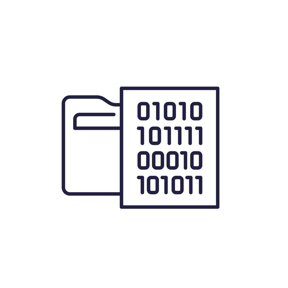 Binary code line icon with a folder vector