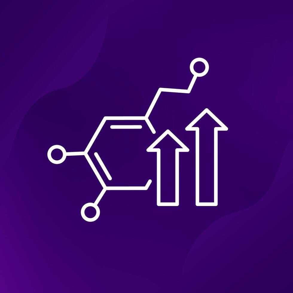 dopamine level line icon with arrows, vector