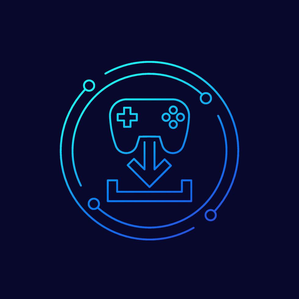 Download game icon, linear design vector