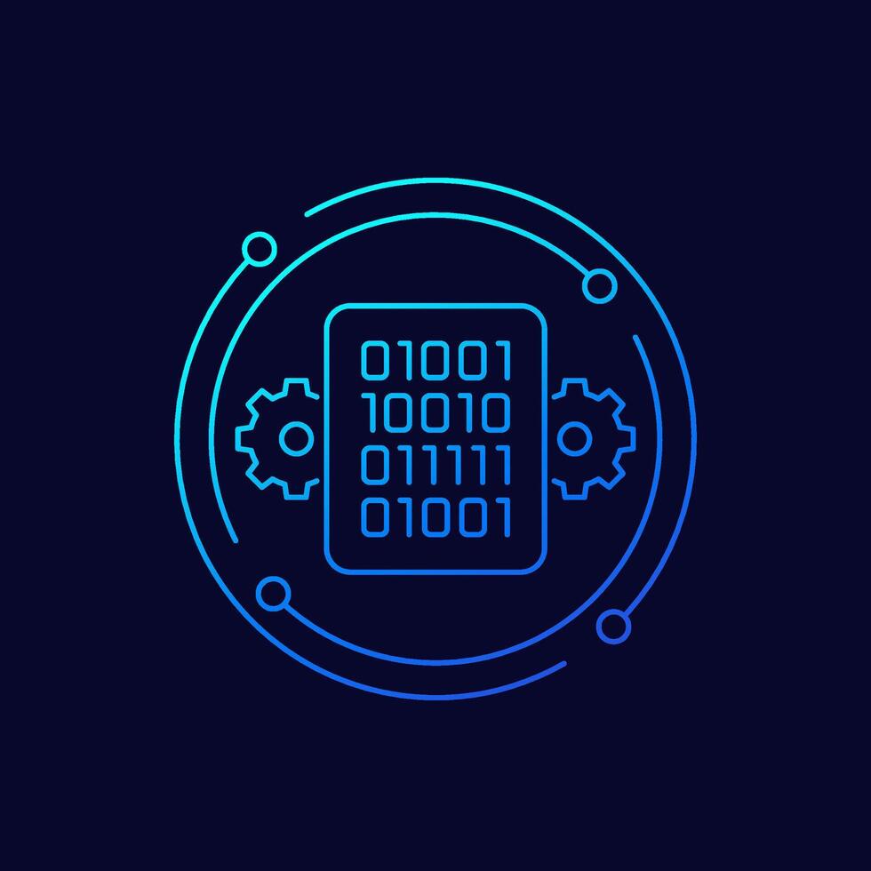 Compile code icon, linear vector