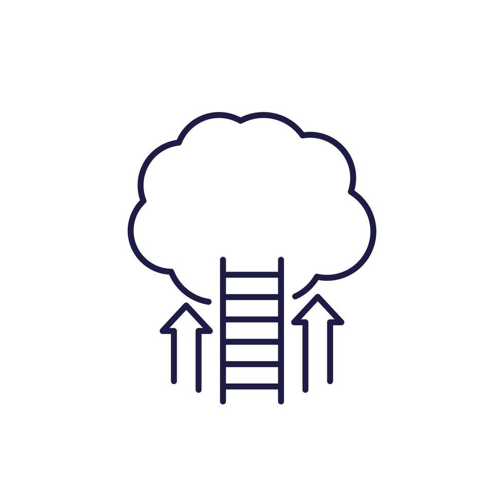 cloud and ladder icon, line vector