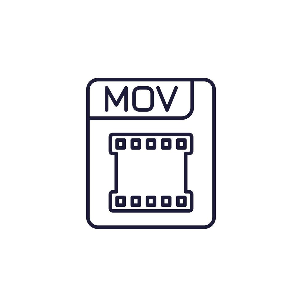 mov file line icon on white vector