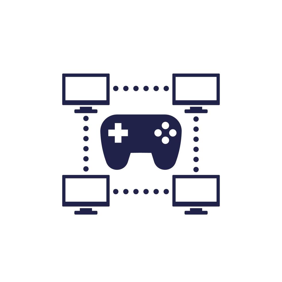 Gaming, gamepad and computers icon, a network for games vector