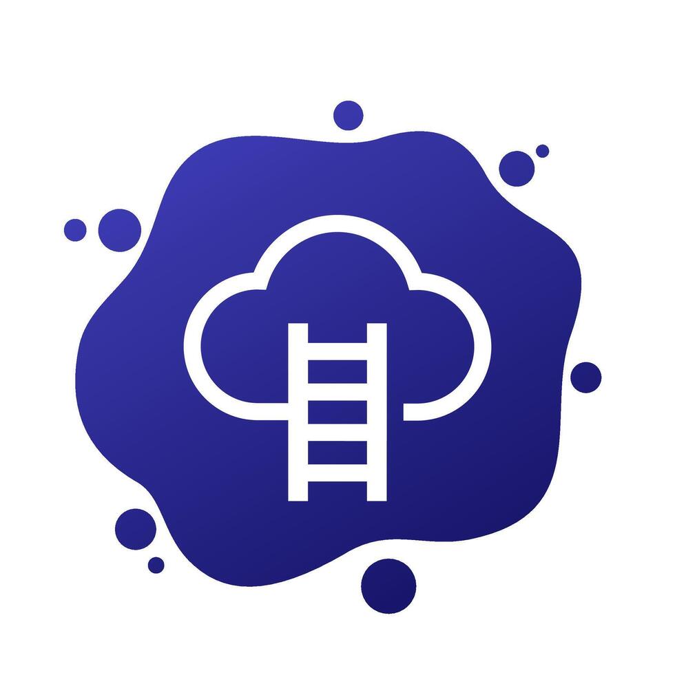 cloud and ladder icon, pictogram vector