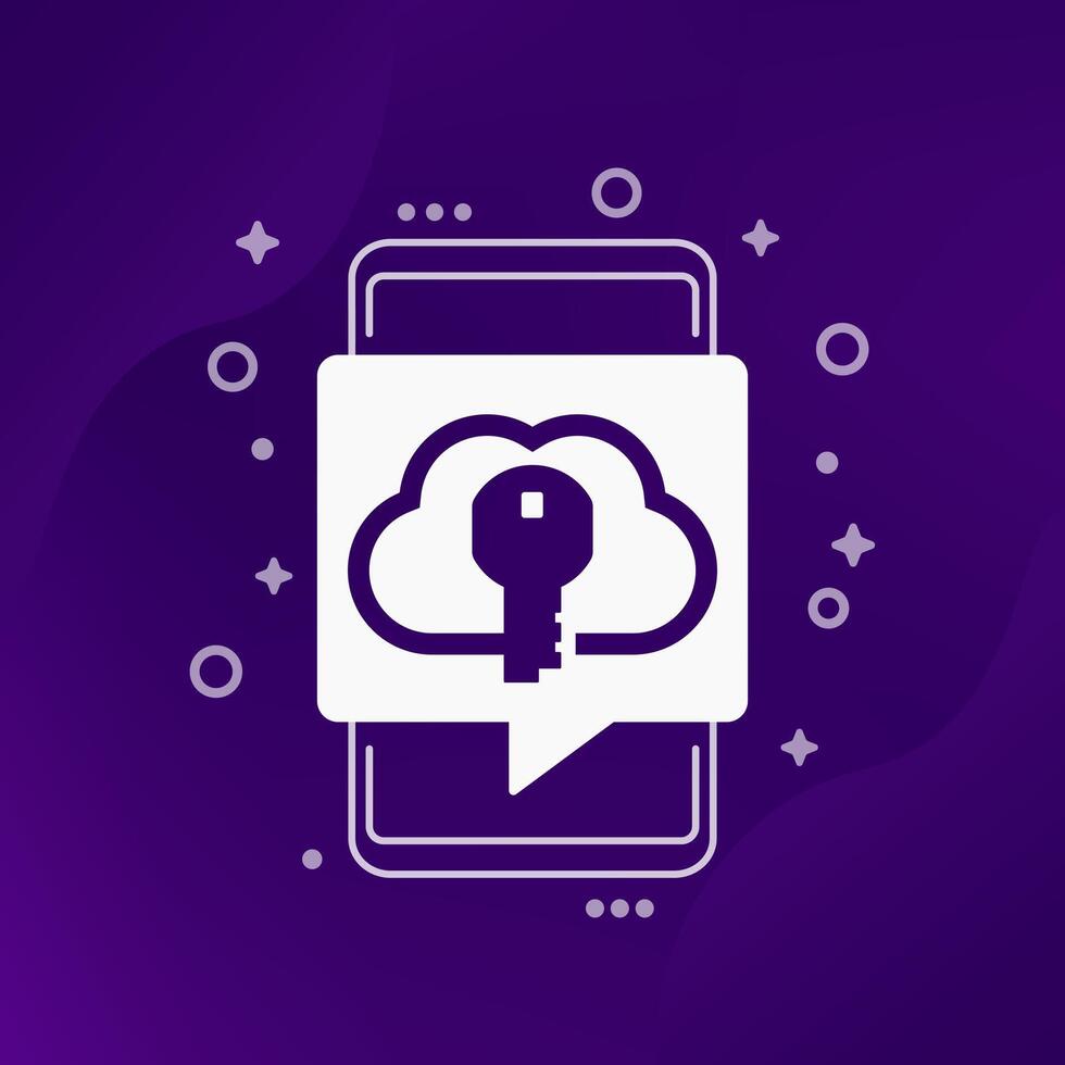 key to cloud icon for mobile apps vector