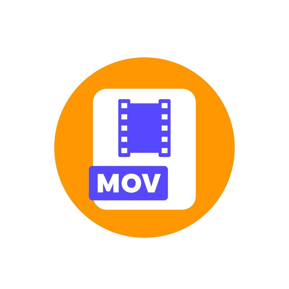 mov file format icon, flat vector