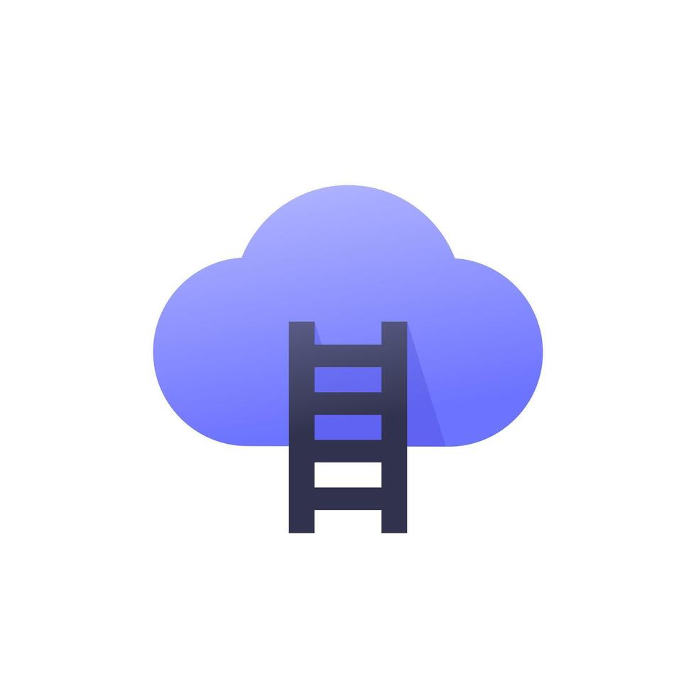 cloud and ladder icon on white vector