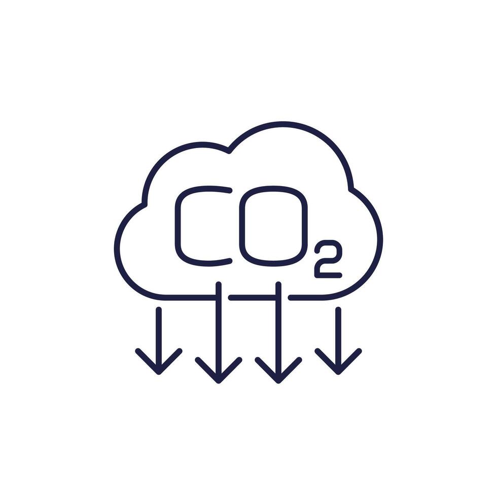 decarbonisation line icon, co2, carbon emissions reduction vector