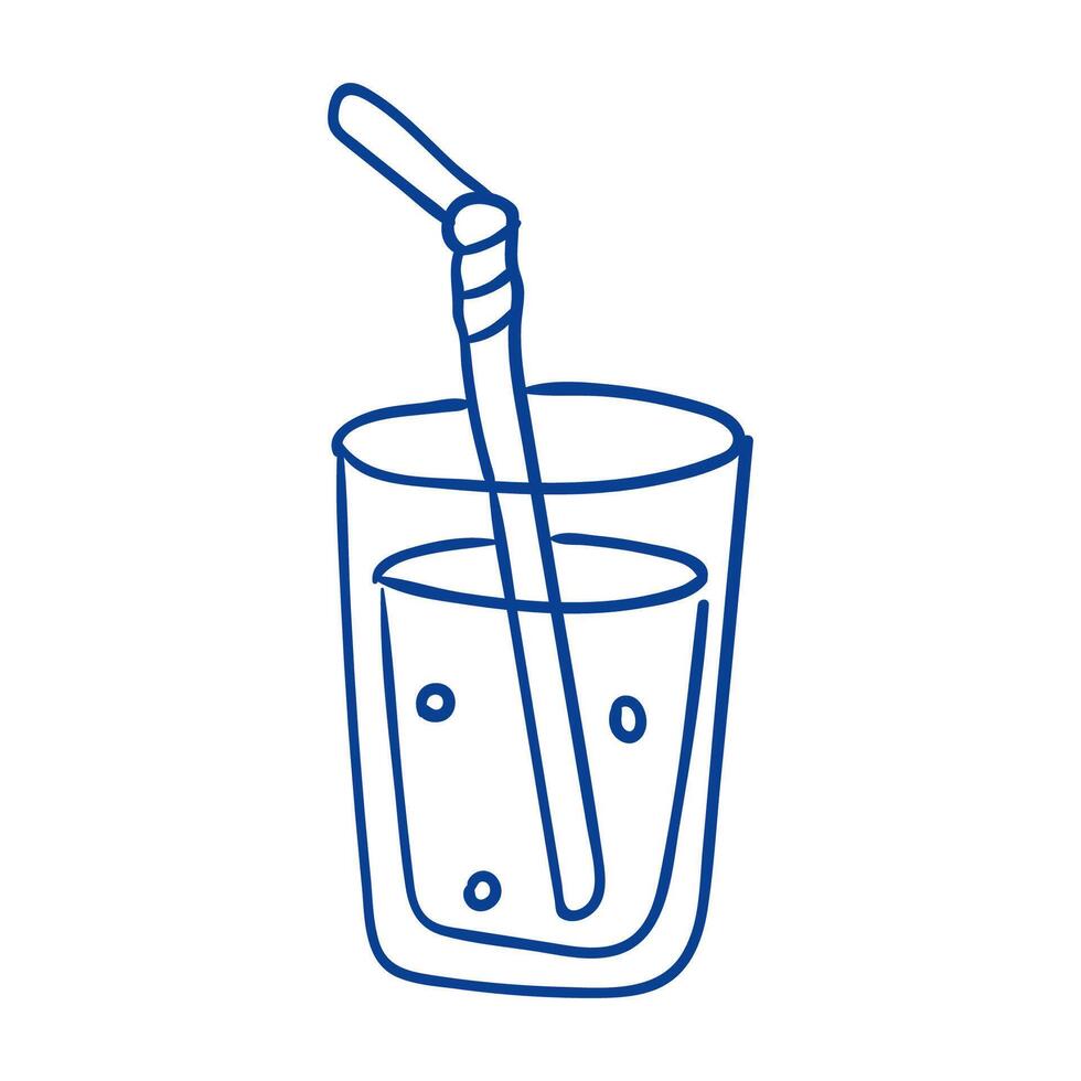 Refreshing glass of beverage with straw and bubbles on a warm day vector