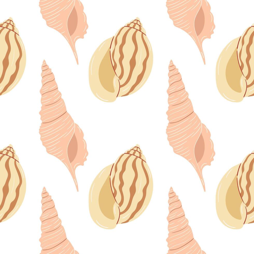 Colorful shells create a vibrant pattern on a light background for beach-themed design vector