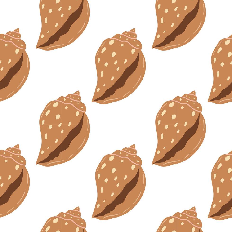 Seashell pattern design with brown colors and white background for decorative use vector