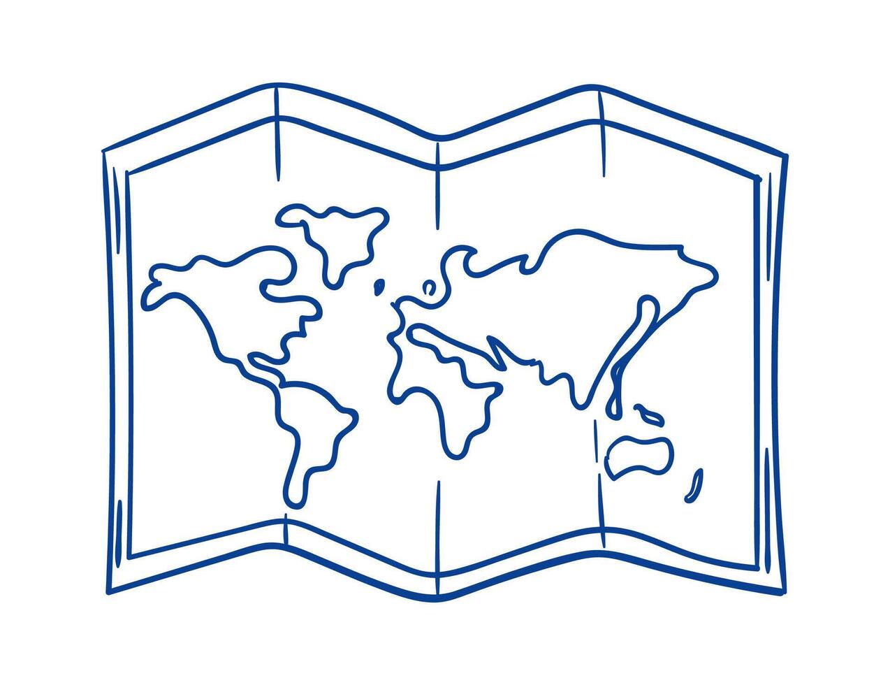 World map drawn in a simple outline showcasing continents and oceans vector