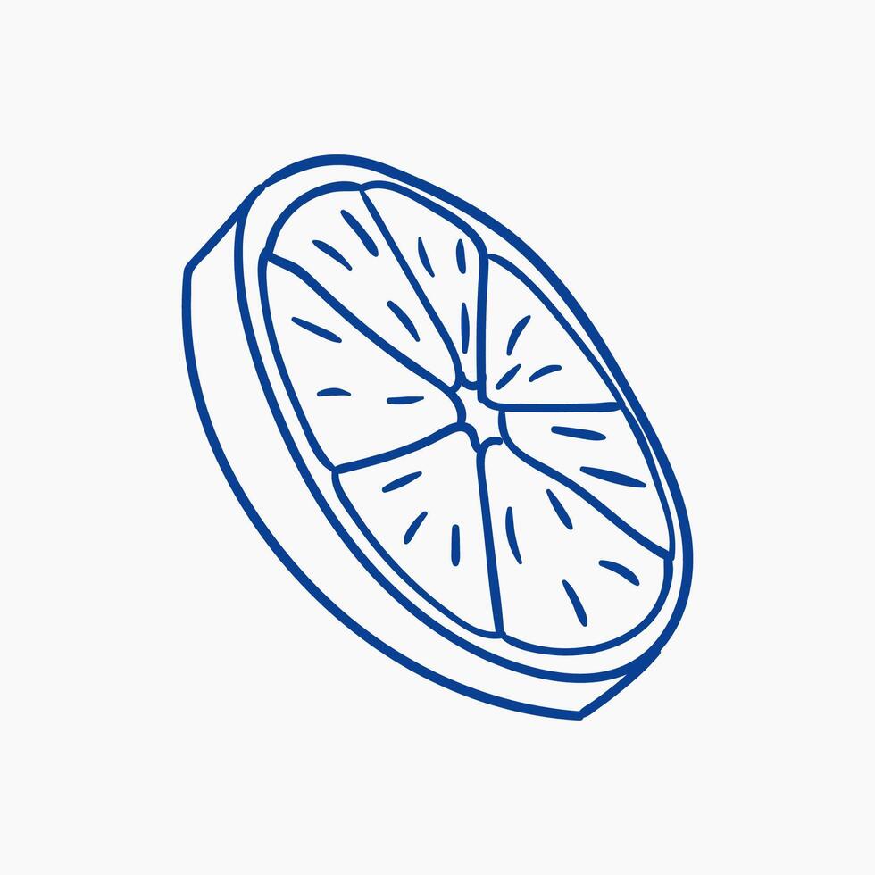 Illustrative drawing of a sliced lemon showcasing vibrant details and texture vector