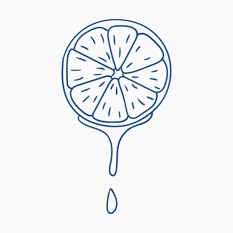Citrus fruit dripping juice, highlighting freshness and natural flavor in a simple design vector