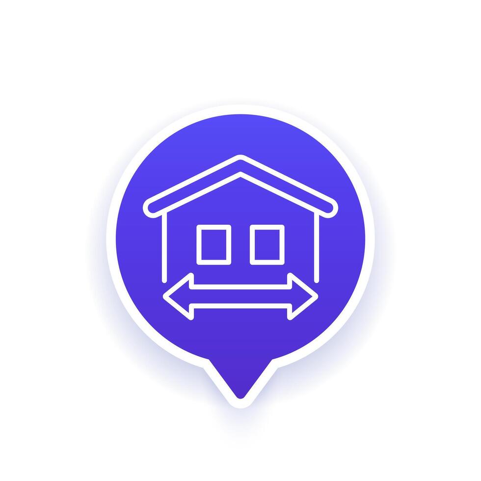 building, house size icon, line vector