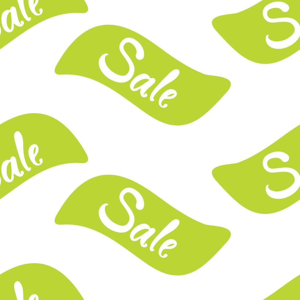 Bright green sale labels scattered on a white background highlight discounts and promotions vector