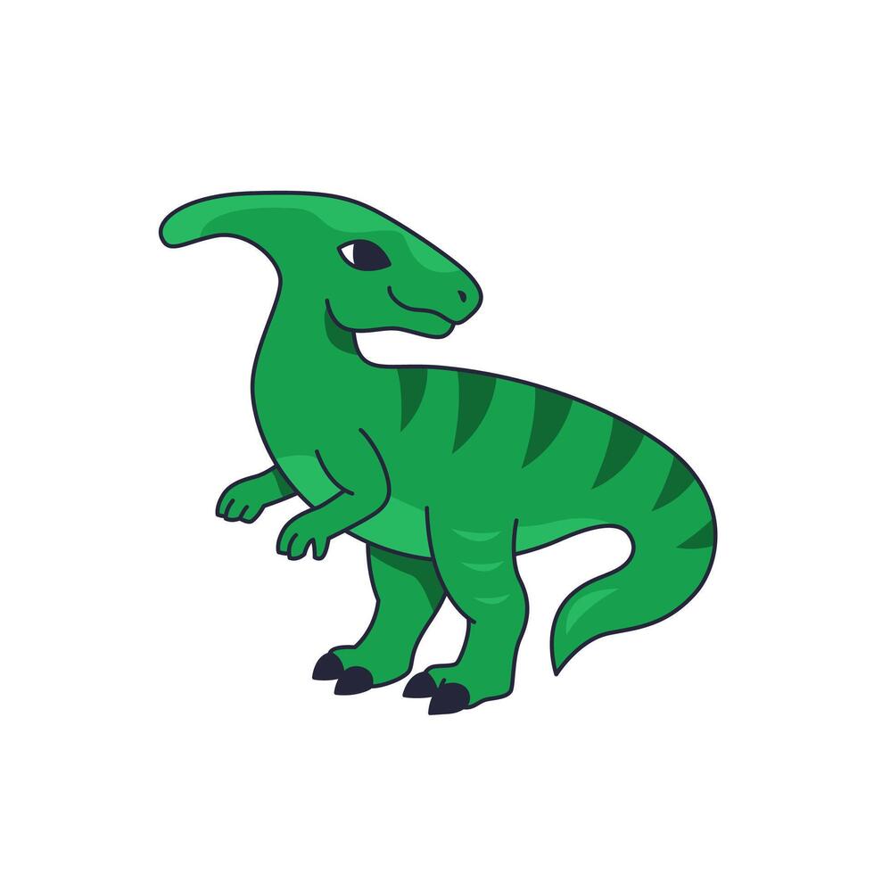 Parasaurolophus, cute dinosaur illustration in cartoon style vector