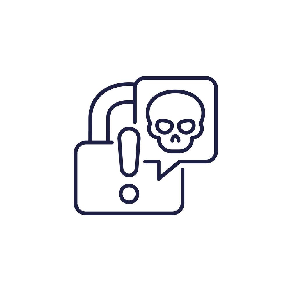 cyber threat icon, line pictogram on white vector