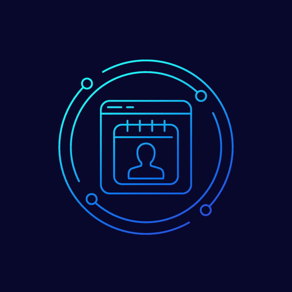 MAU icon, Monthly Active Users, linear design vector