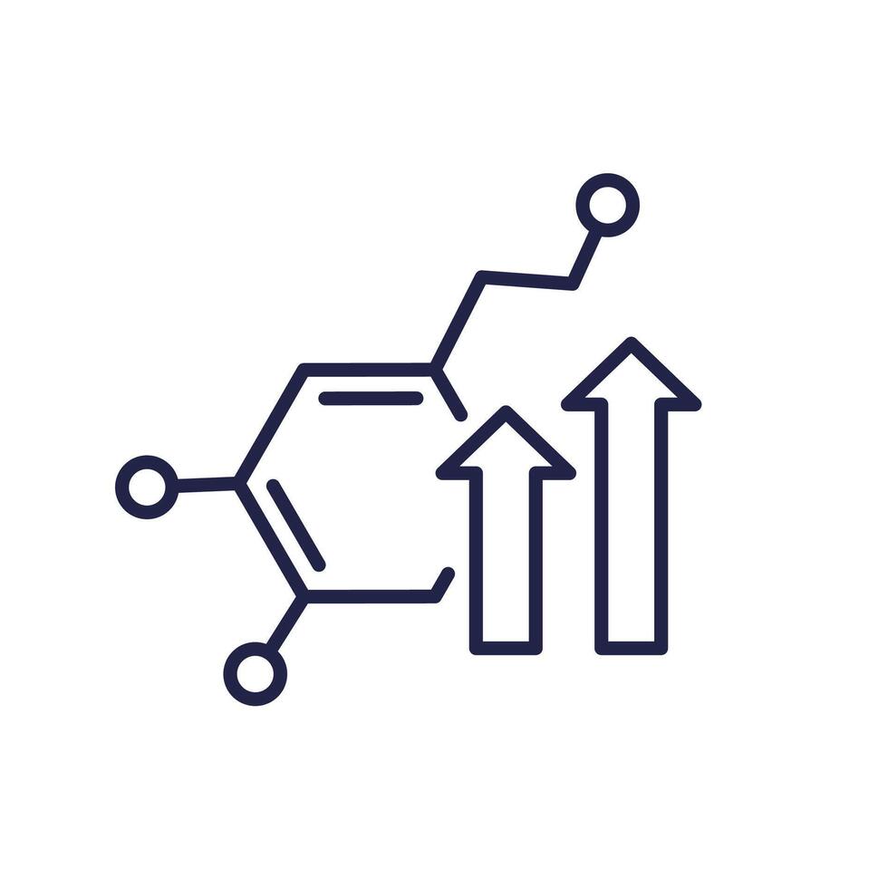 dopamine level line icon with arrows vector