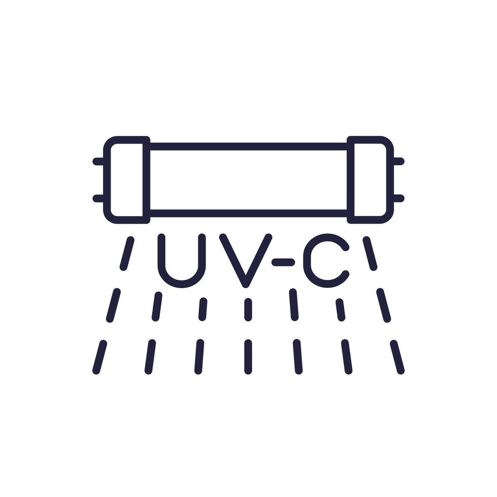 UV-C lamp line icon, germicidal Ultraviolet-C light vector