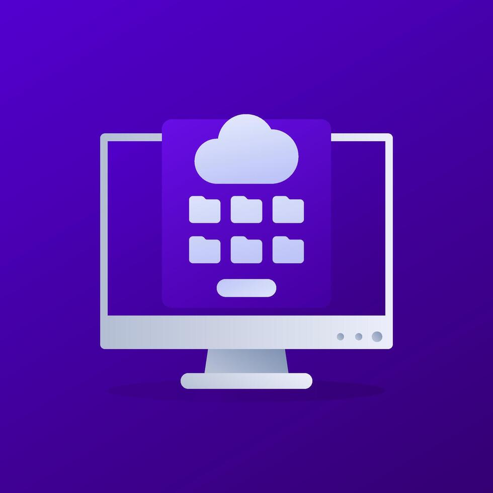 cloud storage icon, personal data in folders vector