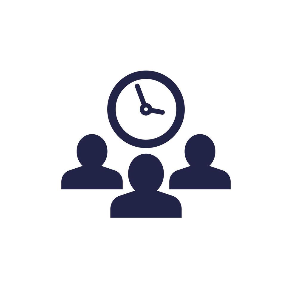 people and time icon on white vector