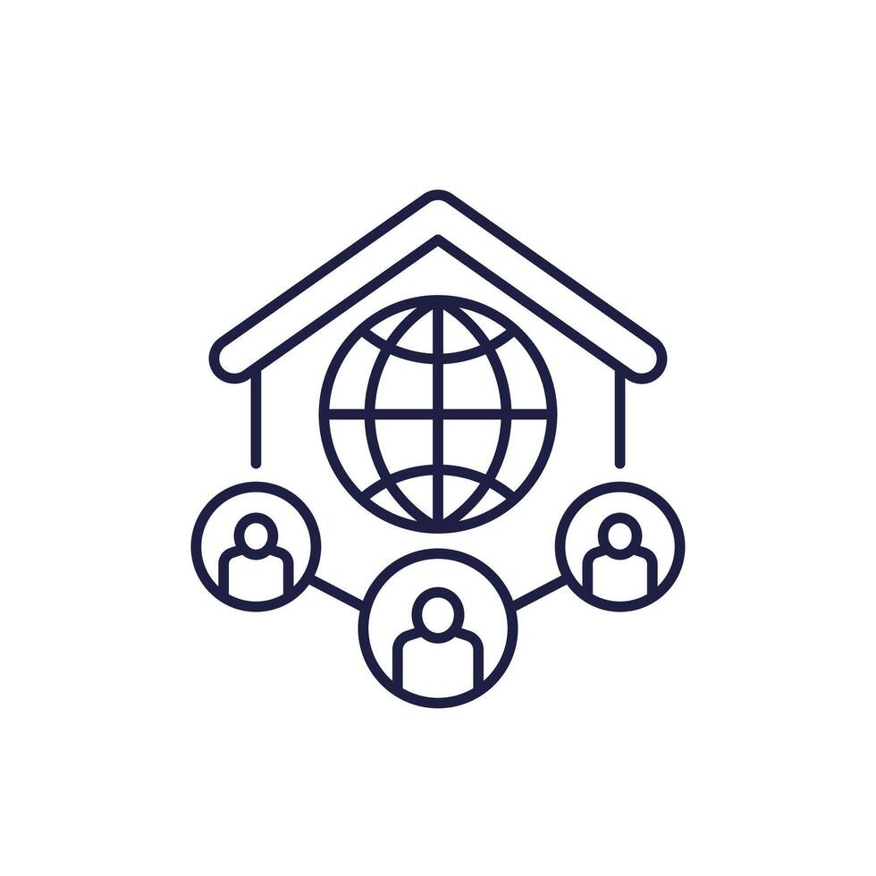 home network line icon with users vector