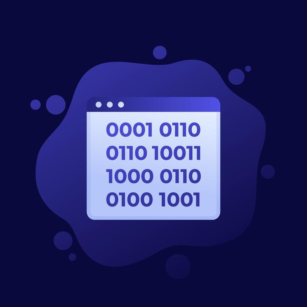 Binary code icon, design vector